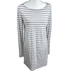 Eileen‎ Fisher Linen Dress Long Sleeve Gray Striped Sz S Basic Normcore Summer